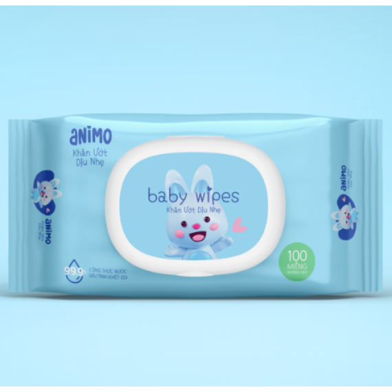 Khăn Ướt Dịu Nhẹ Animo không mùi (100 tờ)